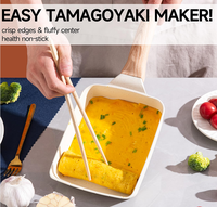 Set Wajan Penggorengan Anti Lengket Persegi Aluminium, Wajan Omelet, Wajan Tamagoyaki, Wajan Telur Gulung, Gagang Kayu, Cocok untuk Semua Kompor, Bebas PEFA, Tersedia OEM ODM