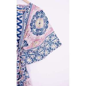 Kaftan en coton fait main sur mesure pour femme, imprimé indien, style ample, idéal pour l'été et les tenues décontractées, parfait pour se détendre au printemps - Product Image 3