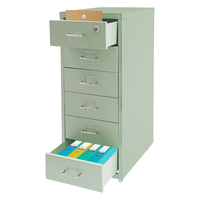 Armoire de classement commerciale en acier à 6 tiroirs verrouillable avec serrure à clé pour le rangement de documents à domicile ou au bureau |   Blanc/Vert/Jaune