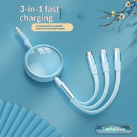 Kabel Data Retractable 3-in-1 untuk Konektor Micro Type-C Pengisian Cepat USB-A Termasuk Logo yang Dapat Disesuaikan Promosi