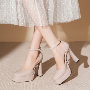 Chaussures Mary Jane à plateforme, talon haut, bride à la cheville, boucle, bout ouvert, couleur unie, escarpins rehaussants Y9797 - Product Image 3