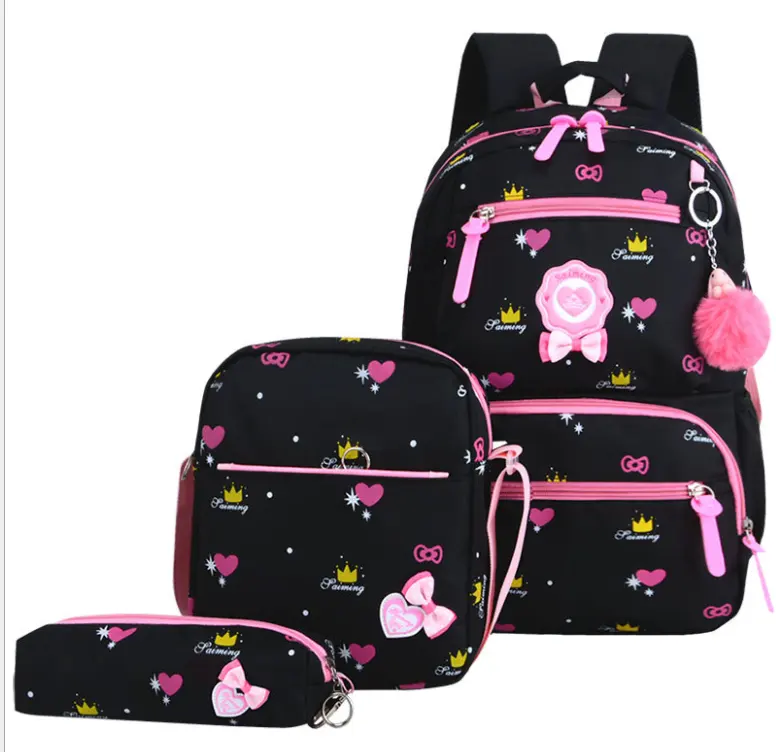 새로운 제품 2023 4 1 소녀 아이 배낭 가방 세트 어린이 학교 가방