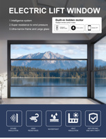 Ventana Elevadora Eléctrica Inteligente Moderna para Balcón con Sensor de Lluvia y Bloqueo Infantil, Vidrio Aislante, Elevación Vertical