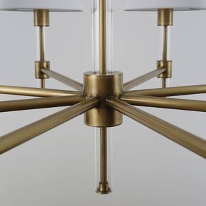 Lámpara de araña de latón de 6 luces, estilo americano de lujo, para sala de estar, comedor, villa, con pantalla de seda, E14 LED, venta al por mayor de fábrica, transfronteriza, Leeds Chandelier - Product Image 4