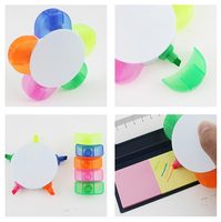 Ensemble de stylos surligneurs à pointe oblique en forme de tournesol personnalisable en 6 couleurs pour enfants avec un design intéressant en plastique
