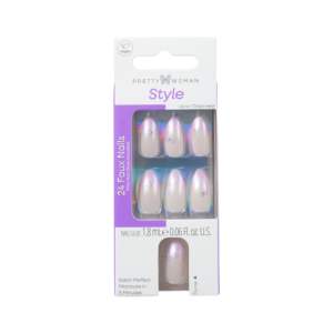 Uñas Postizas Florales Color Nude, Forma de Almendra, Longitud Media, con Estampado Dorado, Uñas Artificiales para Salón, OEM, ODM, Marca Privada - Product Image 3