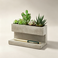 Pot à succulentes en béton coulé double couche avec emplacement pour stylo, organisateur de bureau, décoration, couleur et logo personnalisables, vente en gros