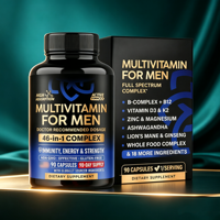 Multivitamines pour hommes adultes, capsules à 46 composants, vitamines B, D, K2, C, E, minéraux clés (zinc, iode) pour la gestion de l'énergie
