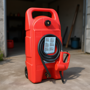 Tanque de transferencia de combustible de gasolina rojo de 15 galones con ruedas para automóviles, vehículos todoterreno, cortadoras de césped, tractores, barcos y motocicletas - Product Image 2