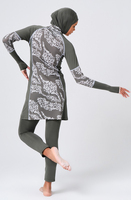 Nouveau maillot de bain islamique modeste pour femme, burkini une pièce à manches longues, coupe haute, imprimé, logo frontal, qualité supérieure