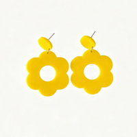 Anting Akrilik Berbentuk Bunga Berongga Warna Permen 4.8*3.2cm, Anting Geometris Gaya Liburan untuk Wanita, Hadiah