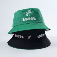 Chapeau de pêcheur réversible pour adulte, en coton noir imprimé d'un côté, motif de sublimation sur deux côtés