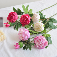 BL048 Pivoine Artificielle Haute Qualité Effet Naturel à 3 Têtes pour Décorations Murales et de Table de Mariage, Événements, Fête des Pères et Fête des Mères