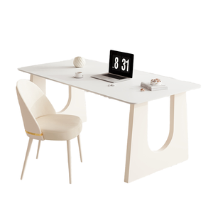 Escritorio de escritura para estudiantes de diseño moderno de estilo crema francés, mesa de tablero de roca para el dormitorio del hogar - Product Image 6