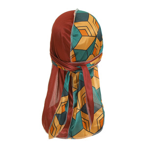 Durag da Uomo alla Moda 100% Seta con Stampa Digitale, <span class=keywords><strong>Turbante</strong></span> <span class=keywords><strong>Bandana</strong></span> Personalizzabile con Logo e Stampa Cartoon per Uso in Spiaggia, Quattro Stagioni, Misura 56-58CM - Product Image 3