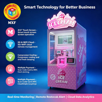 Distributeur automatique de crème glacée robotisé rose certifié CE, plusieurs modes de paiement, OEM ODM
