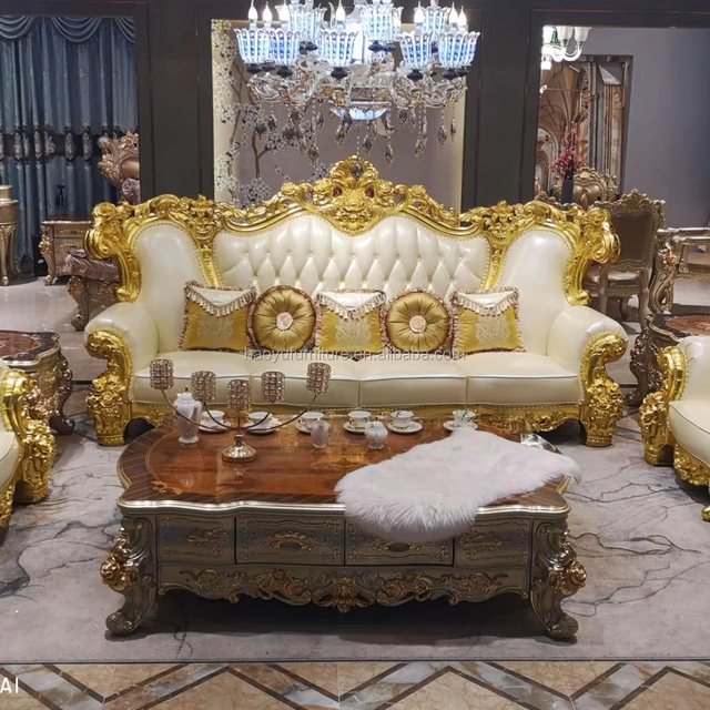High Quality Dubai Turkish Pink Living Room Sofa Set European Style Traditional Design Genuine Leather Wooden Frame Cooling