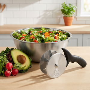Tazón Cortador de Ensaladas de Acero Inoxidable con Mezzaluna de Calidad Profesional para Preparación Ultra Rápida de Ensaladas, Sin Microplásticos - Product Image 2