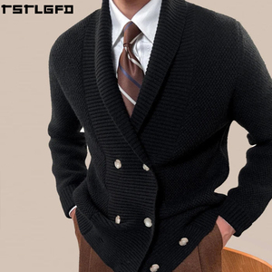 Custom Heavyweight Knit <b>Cardigan</b> <b>Men</b> Cream Double Breasted <b>Shawl</b> Collar Streetwear <b>Men'S</b> Sweaters Manufacturers Bulk - Product Image 6