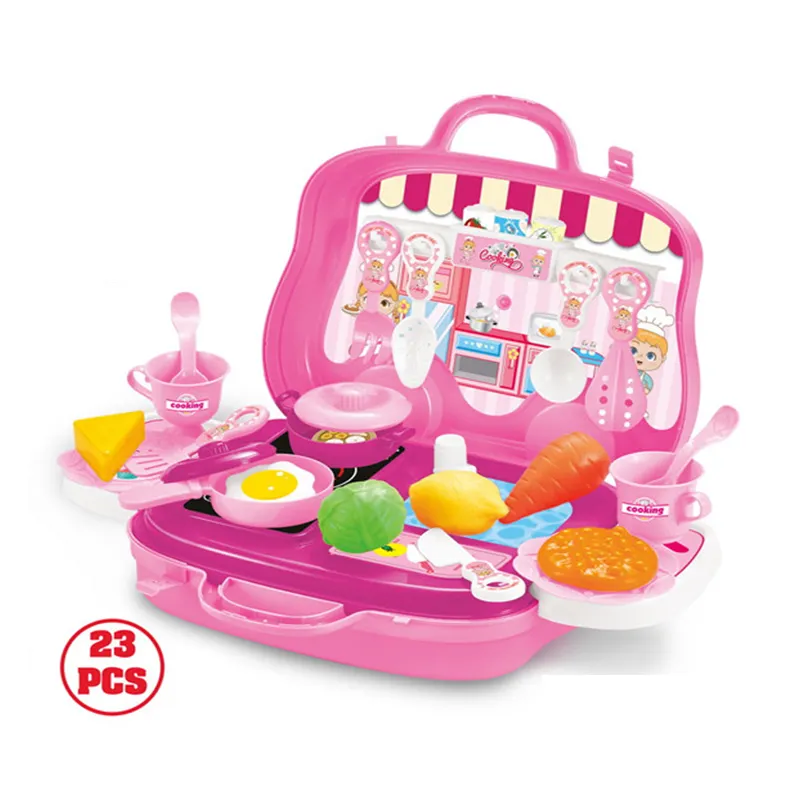 Vaisselle de rangement créative pour enfants, ensemble de jouets de cuisine, valise de rangement, pour faire semblant, jeu de cuisine pour filles, 9 pièces