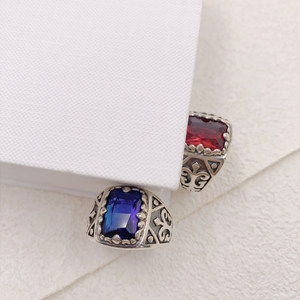 Bagues turques pour hommes Daidan, argent 925, rectangle, argent personnalisé, pierre précieuse saphir, bague turque pour homme - Product Image 4