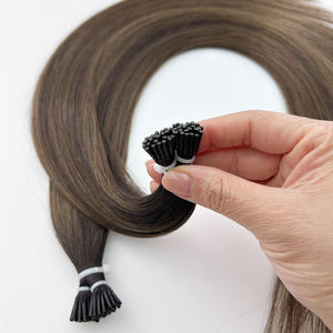 Stick I Tip Pre ribalted Bonding individuale Remy extension capelli umani Full end Balayage marrone dimensionale Blending - Product Image 3