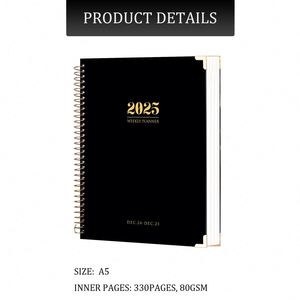 Agenda imprimé en cuir spirale, couverture rigide, hebdomadaire/mensuel, janvier-décembre 2025, format A5, personnalisable, MY MOON PIE BSCI - Product Image 2