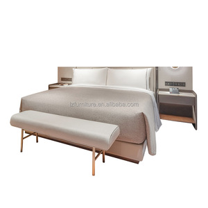 Budget Friendly Wood Frame Fabric Headboard Hotel King <b>Queen</b> <b>Size</b> <b>Bed</b> Set Modern Commercial Hotel Bedroom Furniture Supplier - Product Image 3