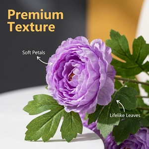 Bouquet de pivoines, roses et gypsophiles artificiels en gros, fleurs en soie avec verdure pour mariage, maison, vase, table, décoration de fête - Product Image 6