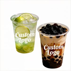 Tapa de Plástico PET Transparente de 89 mm y 10-24 oz con Logotipo Personalizado al por Mayor, Ecológica y Desechable, para Vasos de Café Helado, Bebidas, Tiendas y Bares - Product Image 1