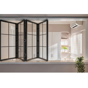 <span class=keywords><strong>Ventana</strong></span> Plegable de Doble Hoja de Aluminio para Cocina, Moderna, Insonorizada, Horizontal, Resistente al Viento, con Pantalla Plegable de Acero Inoxidable, Estilo Francés - Product Image 1