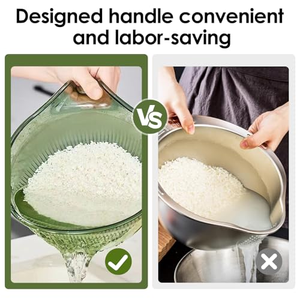 Bol de drainage multifonctionnel en plastique 2024 avec poignée, panier de drainage transparent pour cuisine, riz, fruits, légumes, nouilles - Product Image 4
