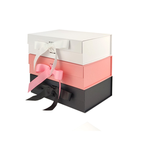 Custom Luxury Black Pink Magnetic Folding Packaging Collapsible Portable Book Shape Paper Gift Box With Ribbon For Shoes