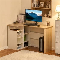 Bureau d'ordinateur d'angle en MDF de 120 cm en forme de L, avec pieds en acier de qualité E1, poignée dissimulée, résistant à l'eau, pour la maison ou le bureau