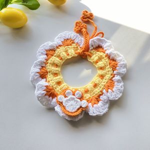 Cute paw print bibs, little <b>flowers</b>, handmade knitted pet scarves, snowflake-patterned pet bibs, <b>sweet</b> accessories. - Product Image 3