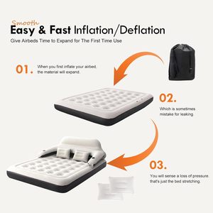 Customized Air <b>Mattress</b> with Headboard and Built-in Pump for Camping Airbed Factory PVC with Flocking - Product Image 3