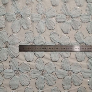 Pasokan Multi Warna penjualan panas bunga matahari bordir payet tulle Tejido de encaje estampado kain renda untuk gaun - Product Image 6