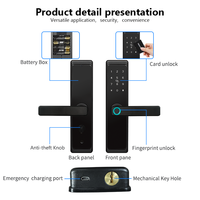 Cerradura Inteligente para Puerta de Madera con Huella Dactilar, Contraseña, Teclado Digital y Código NFC, Compatible con la Aplicación Tuya para el Hogar Inteligente