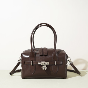 Bolso de Hombro Cruzado de Piel Genuina con Cierre de Cremallera y Bloqueo, Color Sólido, Moda Urbana de Primavera 2026, para Trabajo y Viajes - Product Image 2