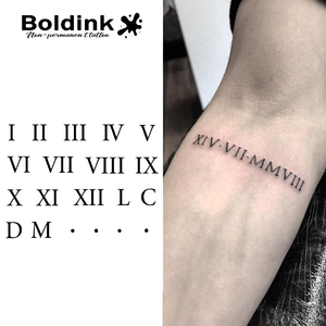 Tatuaje Temporal de Tinta Jagua, Personalizado, Realista, <span class=keywords><strong>con</strong></span> Números Romanos, Fecha Conmemorativa, Resistente al Agua, Larga Duración (2 Semanas), de Boldink - Product Image 1