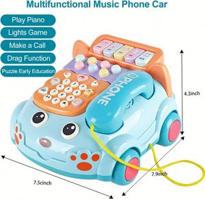 Téléphone jouet pour bébé, smartphone de dessin animé simulé avec fonction de tirage, appels, jeu de piano, musique éducative précoce, apprendre à frapper l'hamster - Product Image 4