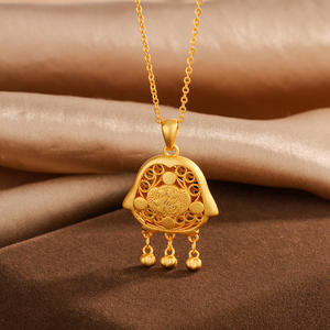 Colgante de Cobre con Diamantes, Diseño Deportivo de Bambú, Método Antiguo, Colgante Hueco, Campana de <span class=keywords><strong>la</strong></span> Paz, Amuleto de <span class=keywords><strong>la</strong></span> Fortuna, Collar Ruyi, Longitud de 31-40cm - Product Image 3