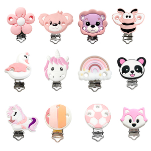 Clip para Chupetes de Silicona de Grado Alimenticio, Libre de BPA, Certificado EN71, 10 Colores, Diseño de Dibujos Animados, Cuentas para la Dentición del Bebé, Venta al Por Mayor - Product Image 1