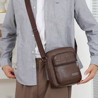 Bolso Bandolera de Cuero PU para Hombre, Bolso de Hombro Casual de Negocios con Múltiples Bolsillos, Bolso Bandolera para Viajes Diarios, Venta al por Mayor
