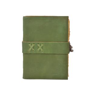 Olive Genuine Handmade Leather journal <b>with</b> vintage deckle Edge paper use for drawing Junk journaling gifting. - Product Image 2