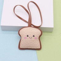 Correa de cordón con colgante de tostada Kawaii y cara sonriente para teléfono, insignia, mochila, llavero, accesorio de regalo con diseño de comida