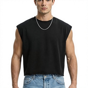 เสื้อกล้ามทรงครอปโอเวอร์ไซส์สำหรับผู้ชาย ผลิตจากโรงงานโดยตรง รับทำโลโก้ตามสั่ง ผ้าฝ้าย 100% หนา 320 GSM ผ้าเฟรนช์เทอร์รี่ - Product Image 4