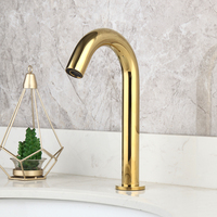 Mitigeur de lavabo moderne en céramique à trou unique, avec capteur doré sans contact, en acier inoxydable, à poser sur le comptoir