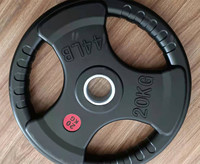 Compétition 5kg en fonte noir pas cher Gym trois trous en caoutchouc enduit pare-chocs poids fractionnel pile plaques d'haltères