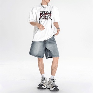 Camicia con motivo Logo con stampa a forma <span class=keywords><strong>di</strong></span> corda personalizzata a manica corta oversize Casual Streetwear Vintage dei pesi massimi t-Shirt da <span class=keywords><strong>uomo</strong></span> - Product Image 2